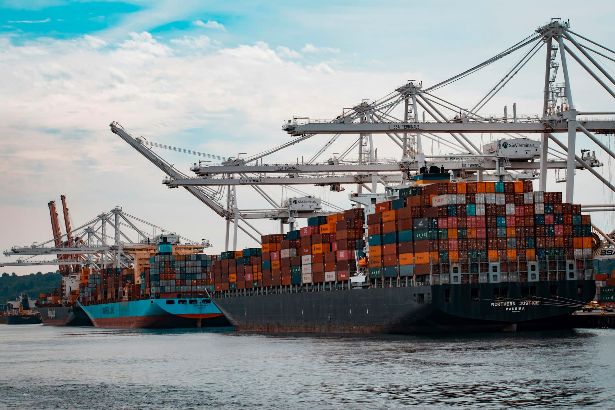 Real Ocean Freight Vessel and Container Port Logistics